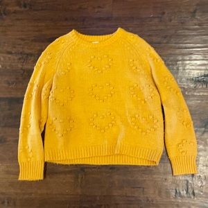 Mustard knitted sweater with heart pattern